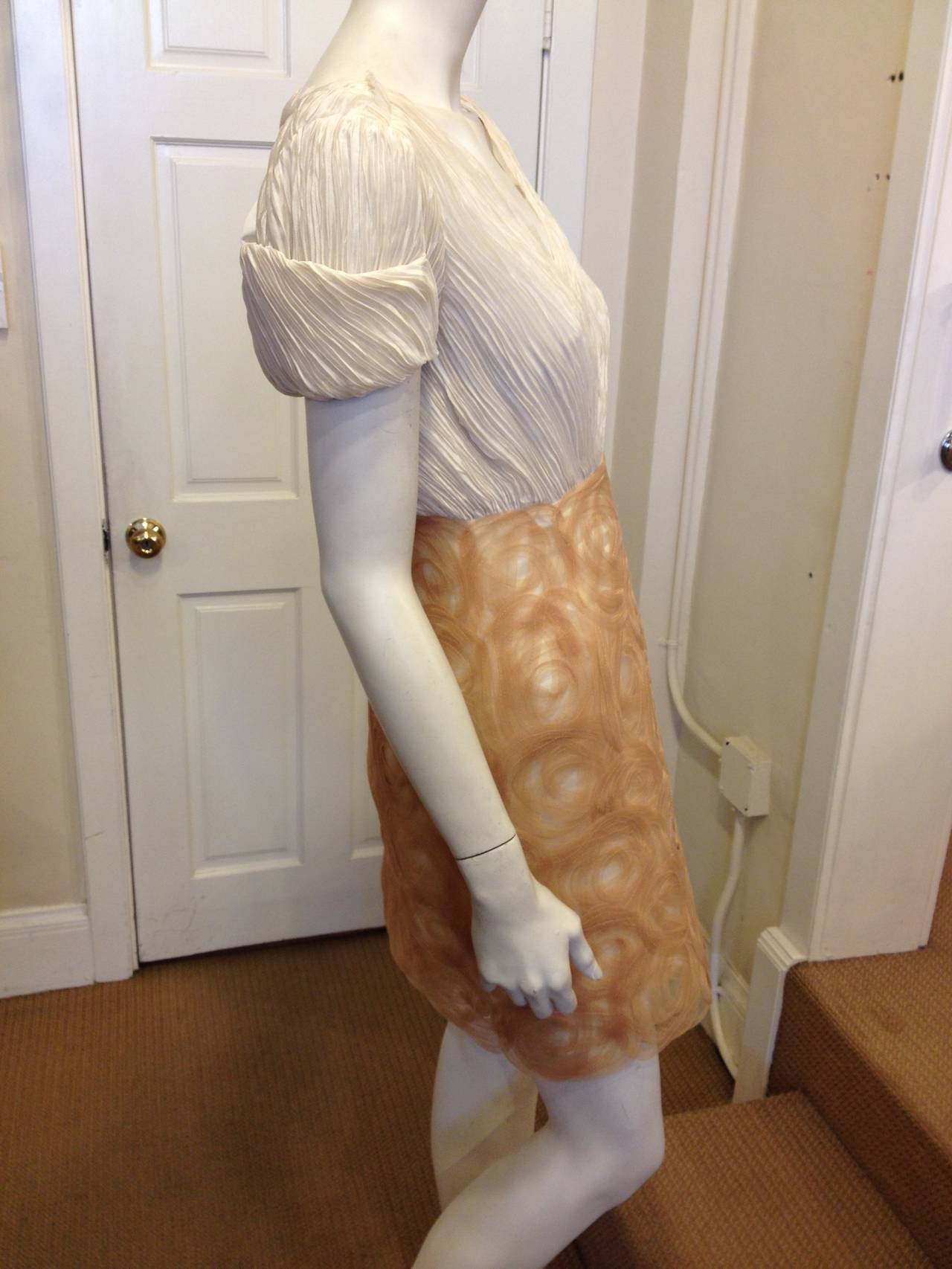 Alberta Ferretti White and Golden Honey Dress In Excellent Condition In San Francisco, CA