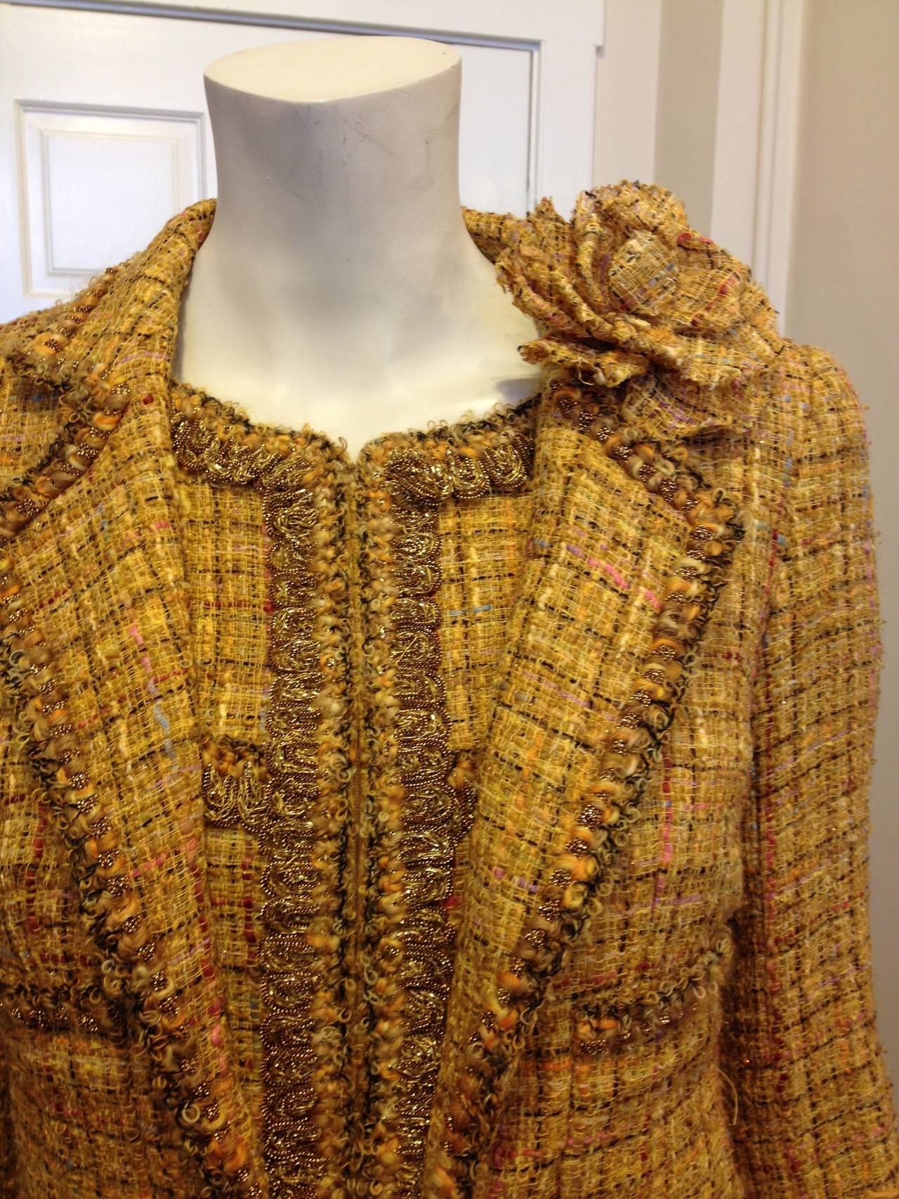 Women's Chanel Mustard Yellow Tweed Jumpsuit and Jacket