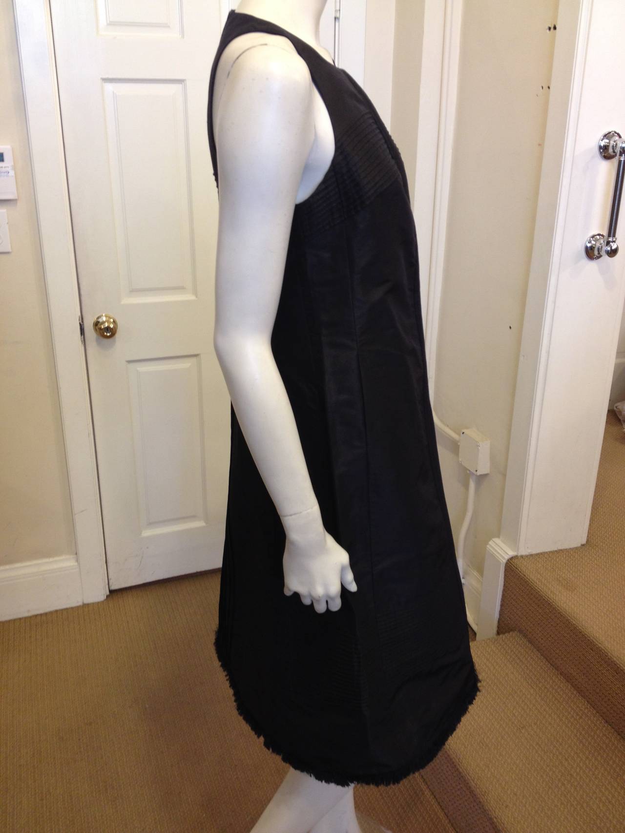 Chado Black Silk Shift Dress with Pintuck Pleating In Excellent Condition In San Francisco, CA
