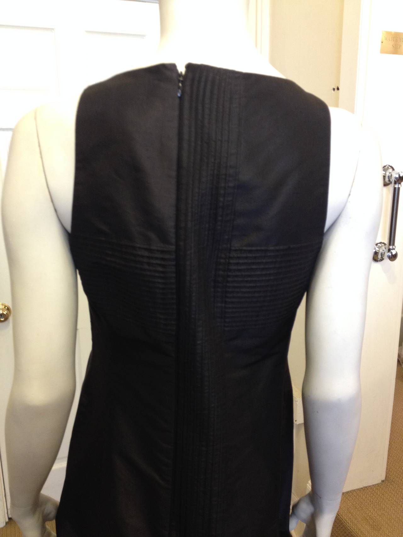 Chado Black Silk Shift Dress with Pintuck Pleating 1