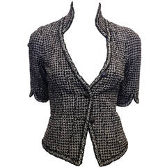 Chanel Black and White Tweed Fitted Jacket