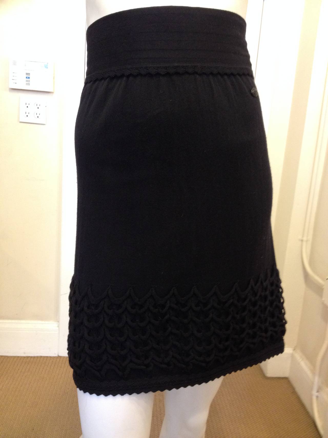 Chanel Black Skirt with Loop Trim In Excellent Condition In San Francisco, CA