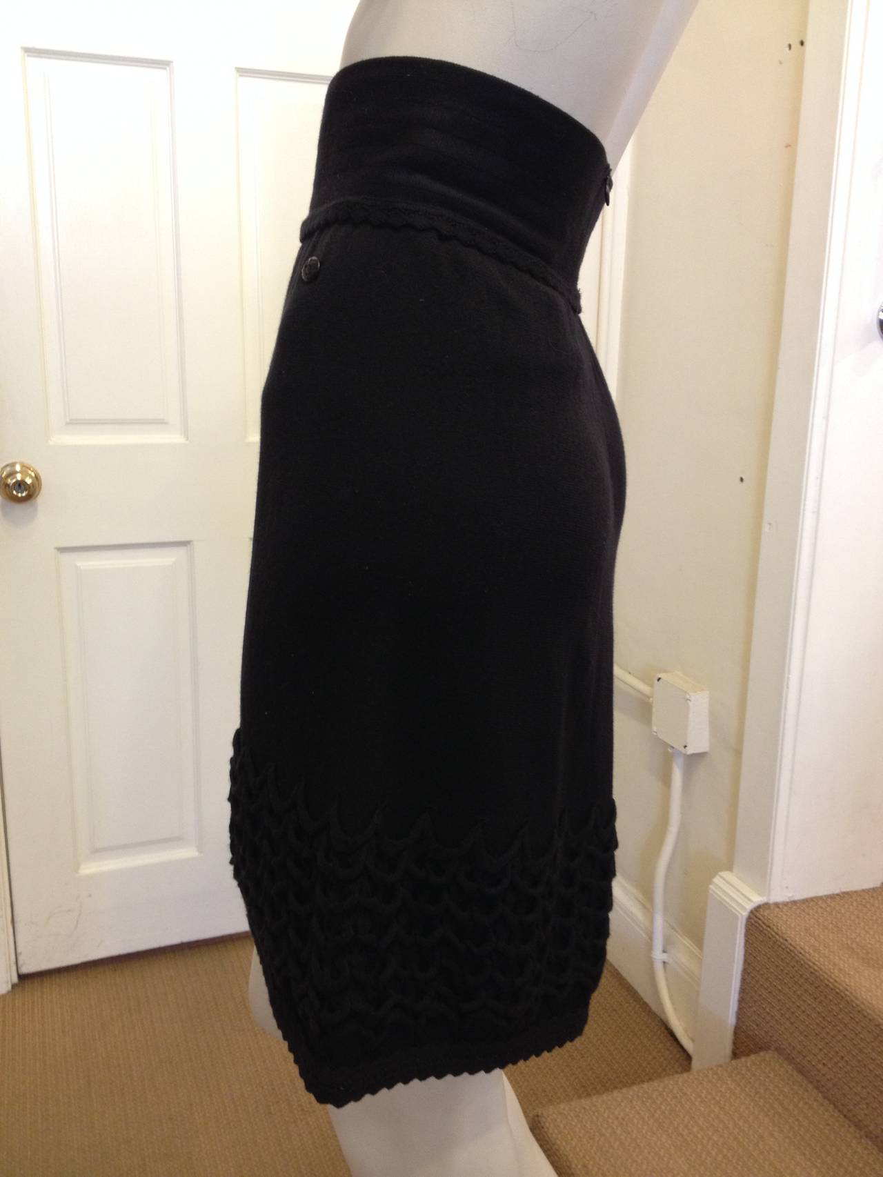 Women's Chanel Black Skirt with Loop Trim