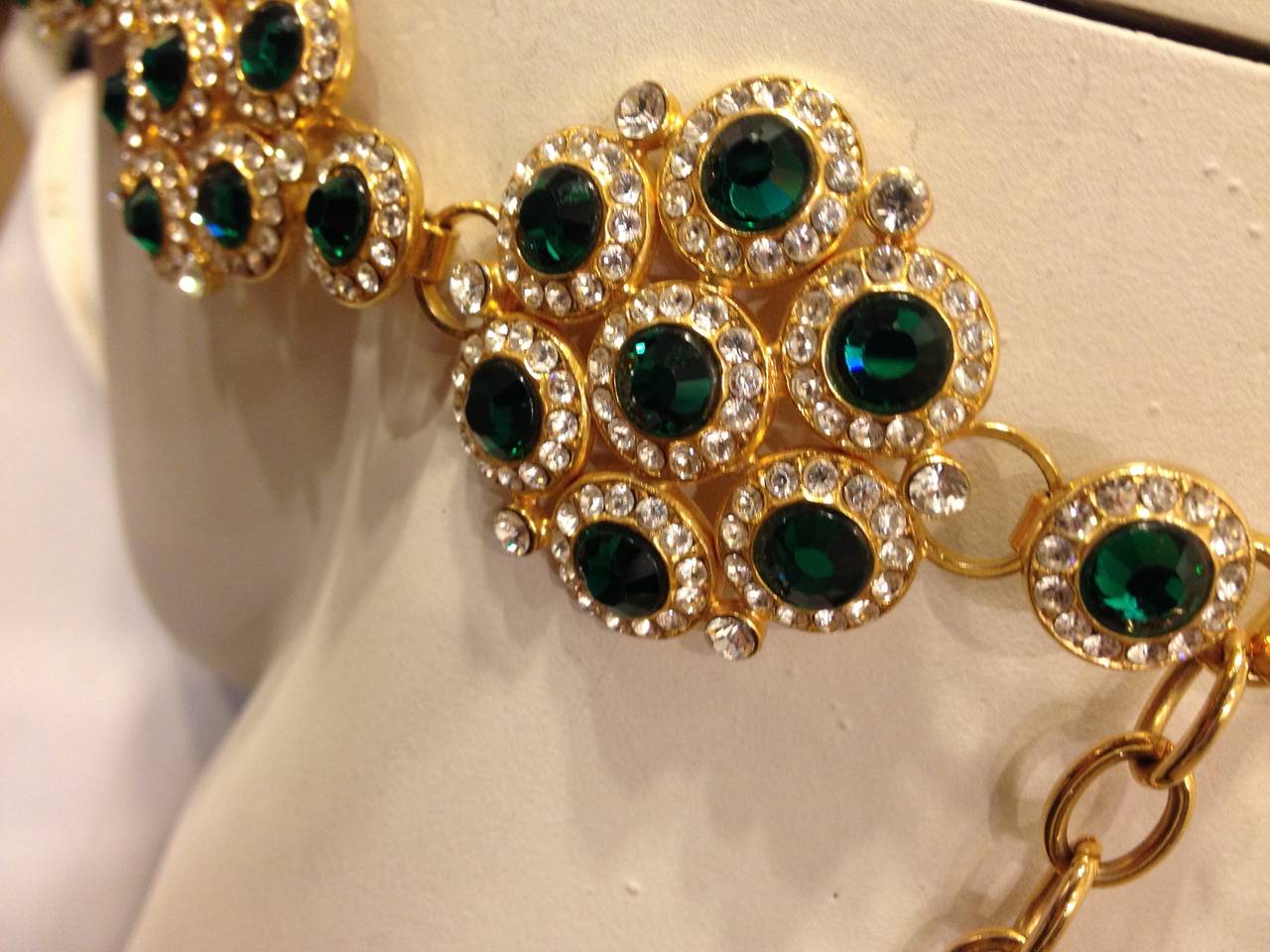 Dolce & Gabbana Gold and Green Jeweled Belt 1