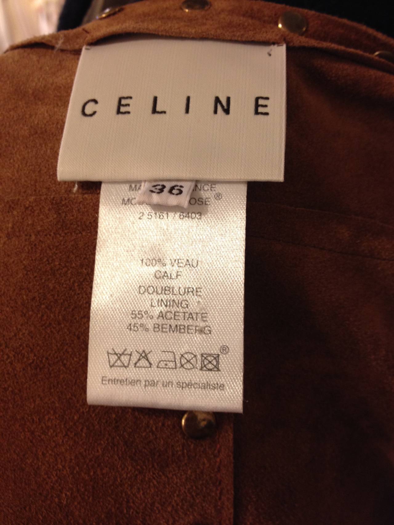 Celine Brown Suede Vest with Gold Studs 2