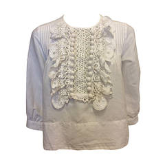 Chloe White Loose Top with Crochet Trim