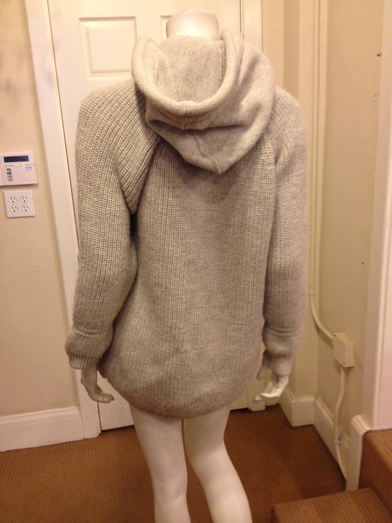 Balenciaga Light Grey Hooded Sweater In Excellent Condition In San Francisco, CA