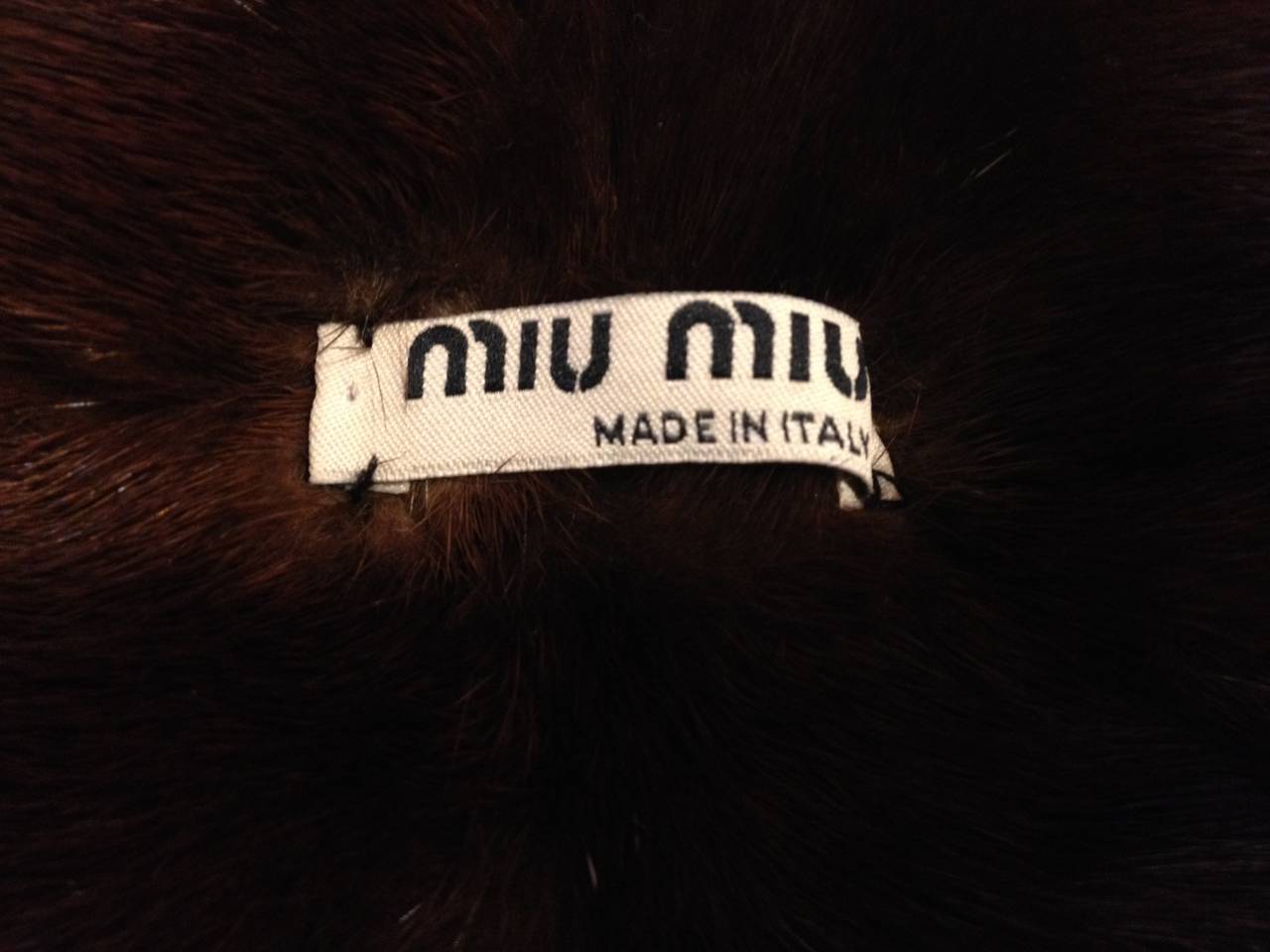 Black Miu Miu Brown Mink Fur Scarf