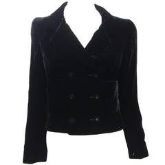 Chanel Black Velvet Cropped Peacoat