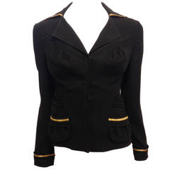 Prada Black Jacket with Gold Leather Trim