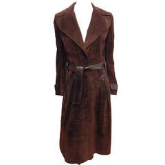 Dolce 
Gabbana Brown Suede Leather Long Coat