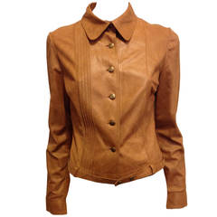 Christian Dior Tan Leather Embossed Jacket