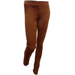 The Row Caramel Brown Suede Leggings