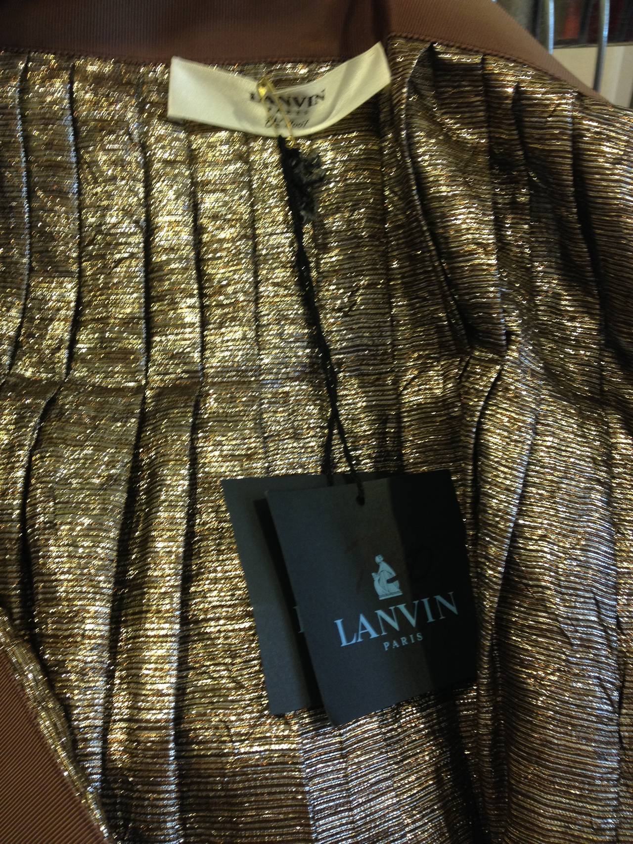 Women's Lanvin Bronze Glittery Pleated Skirt