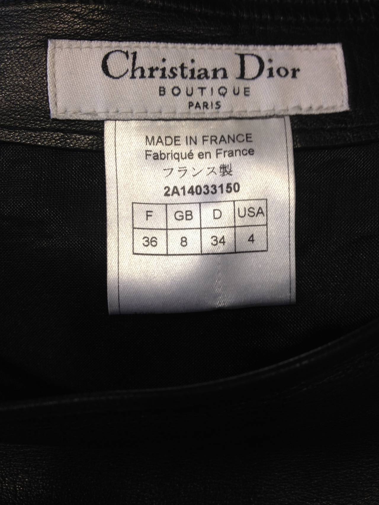 Christian Dior Black Leather Skirt In Excellent Condition In San Francisco, CA
