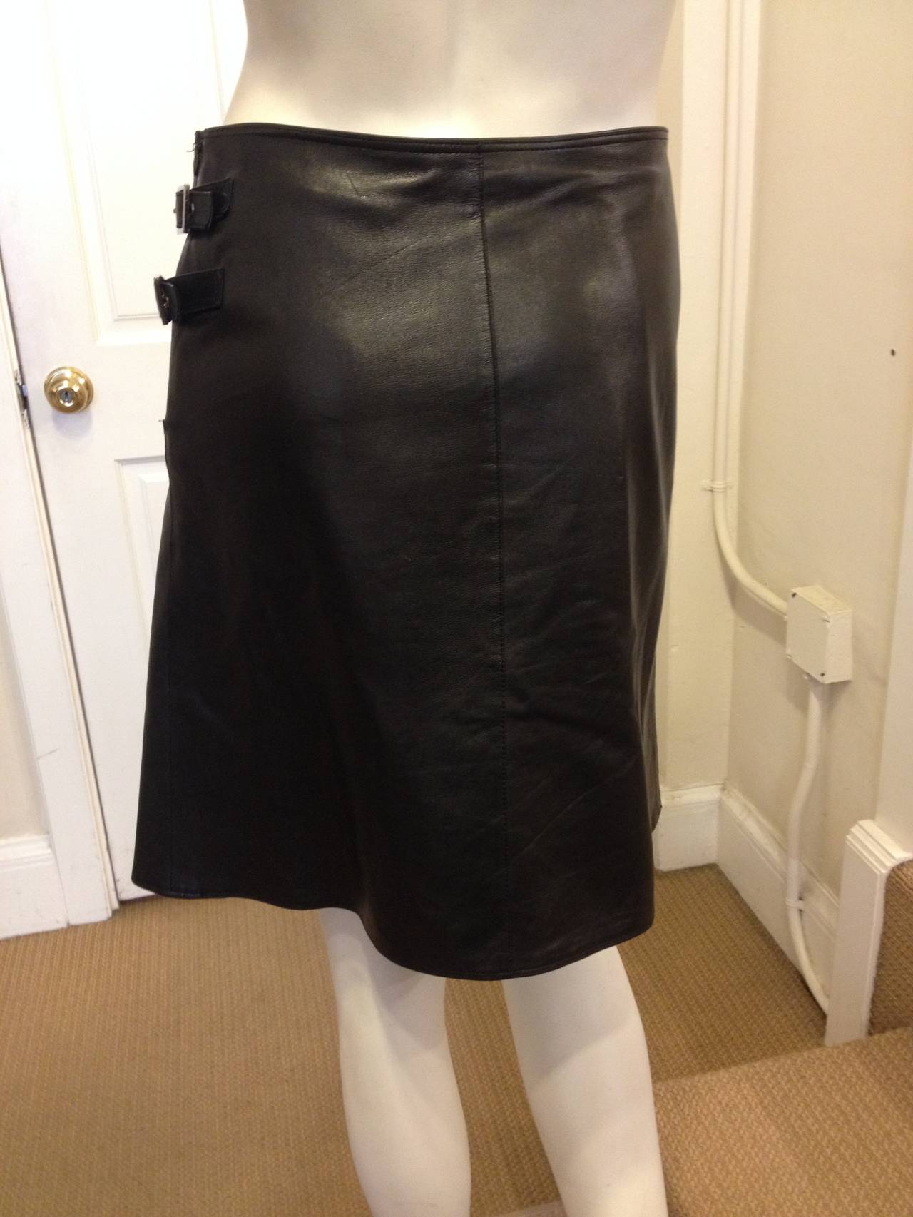 dior leather skirt