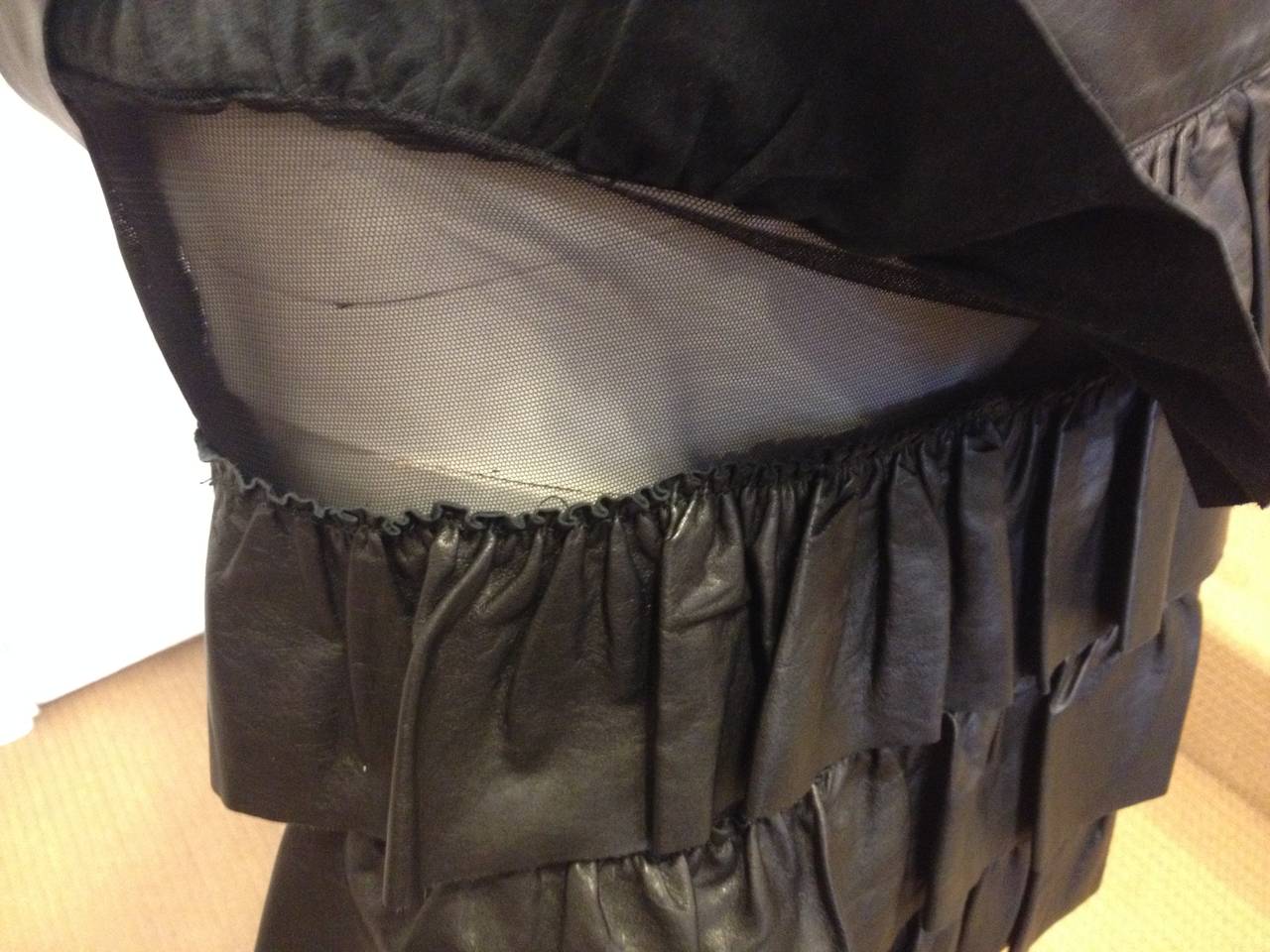 Chanel Black Tiered Leather Skirt 1