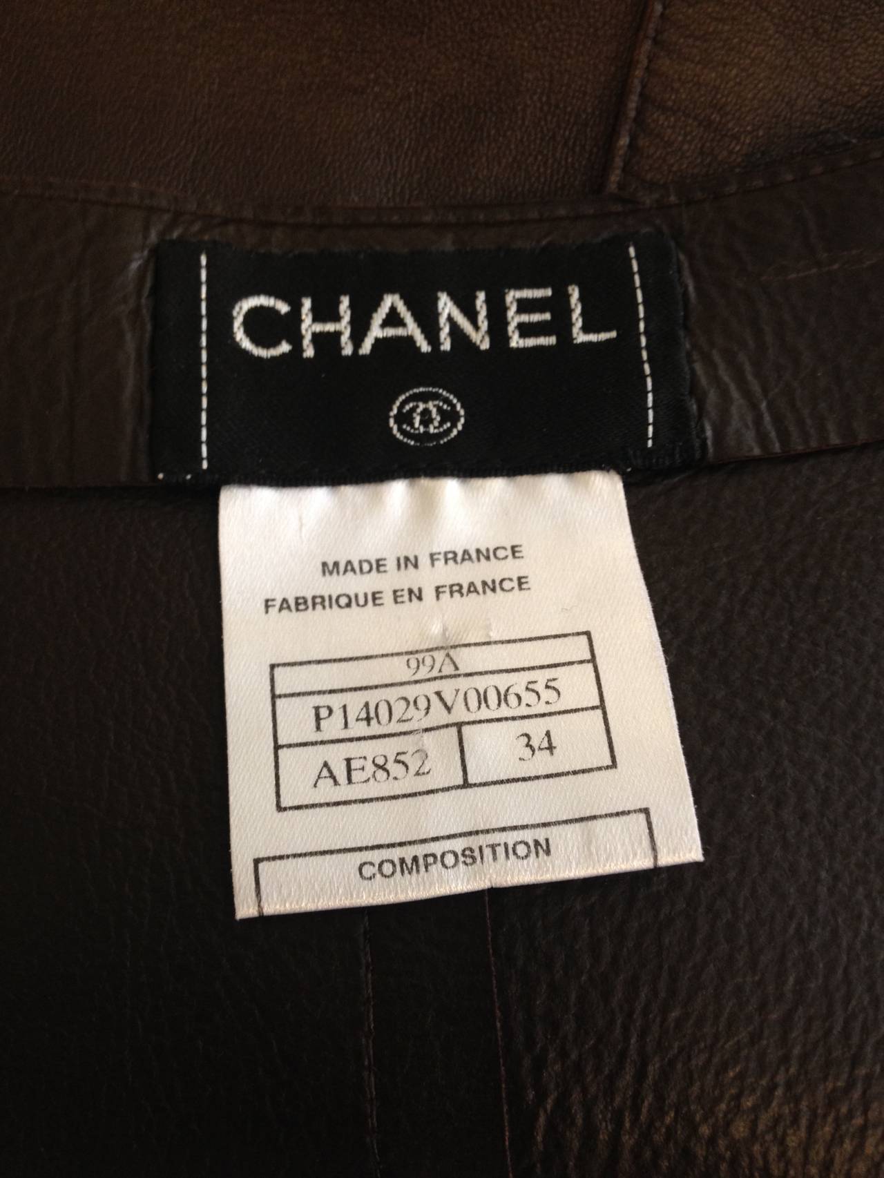 Chanel Brown Leather Wrap Skirt 1