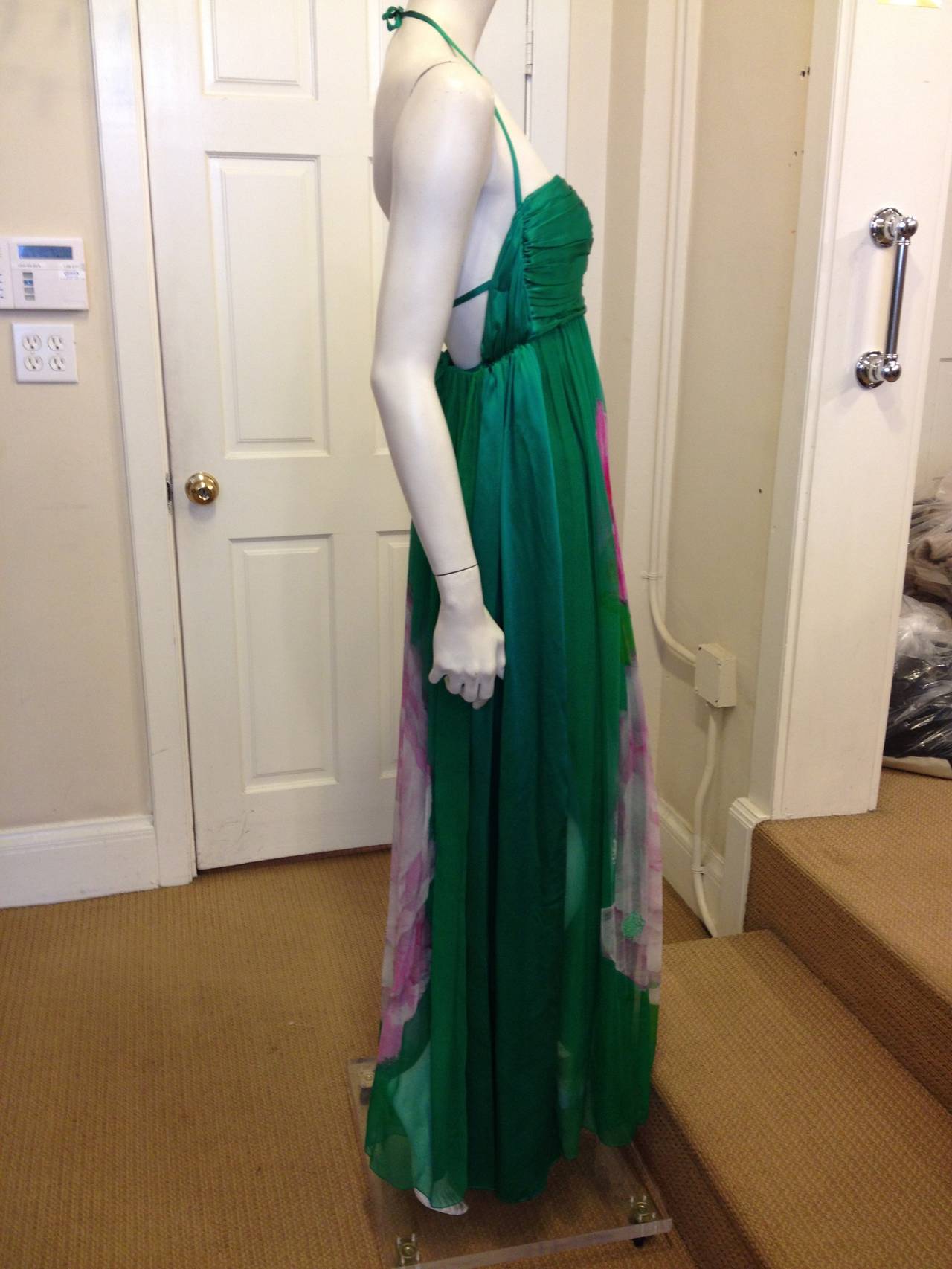 Women's Galanos Emerald Green Chiffon Dress
