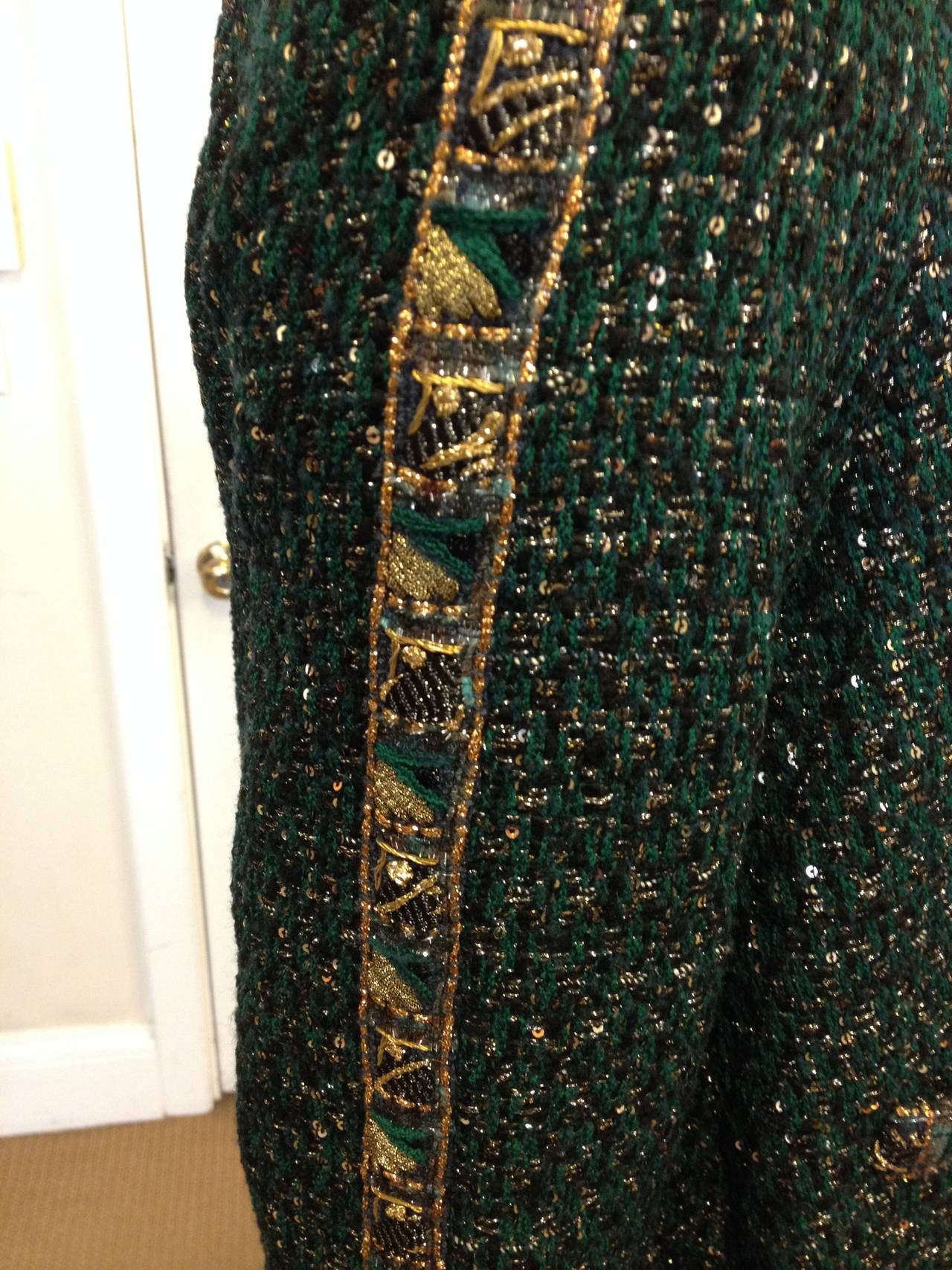 Women's Chanel Dark Green Jacket with Gold Buttons