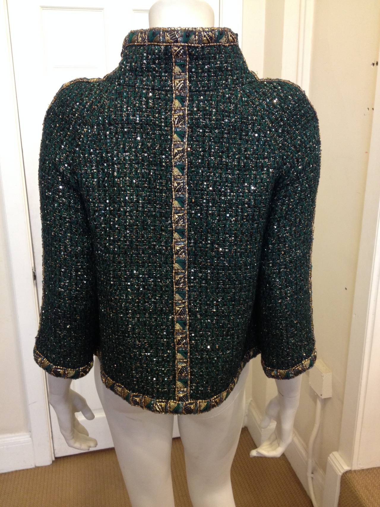 Chanel Dark Green Jacket with Gold Buttons 1