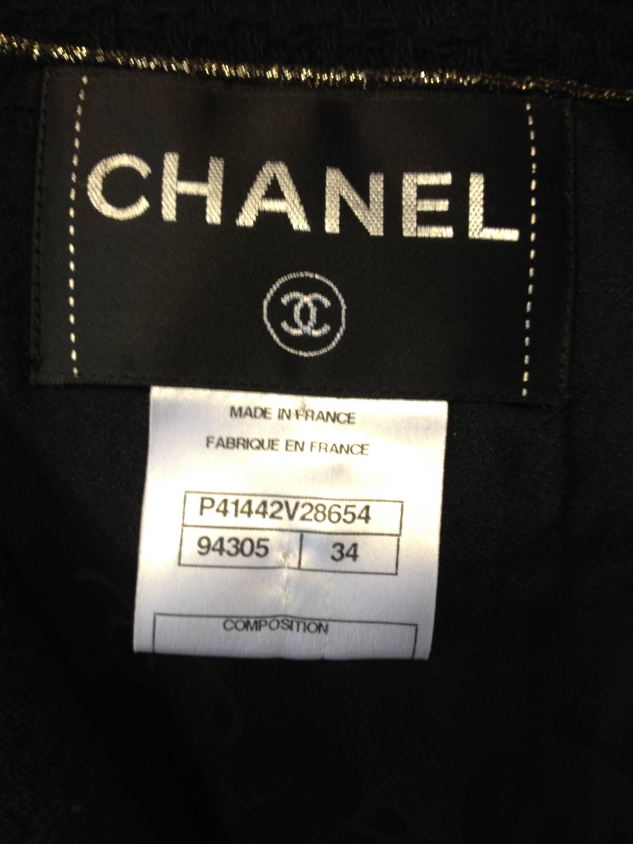 Chanel Black Jacket with Burgundy Trim 3