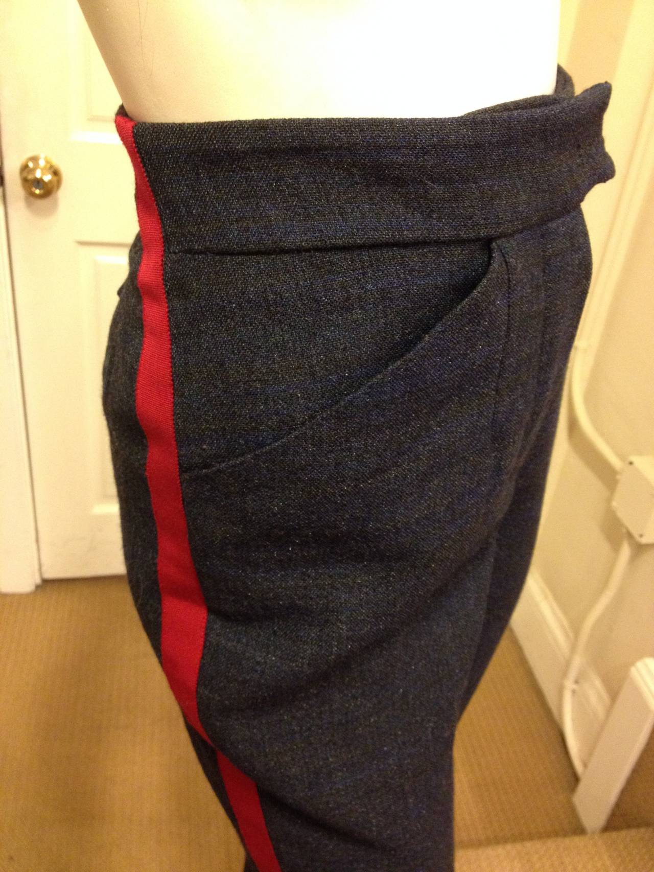 Louis Vuitton Navy Pants with Red Stripe at 1stdibs
