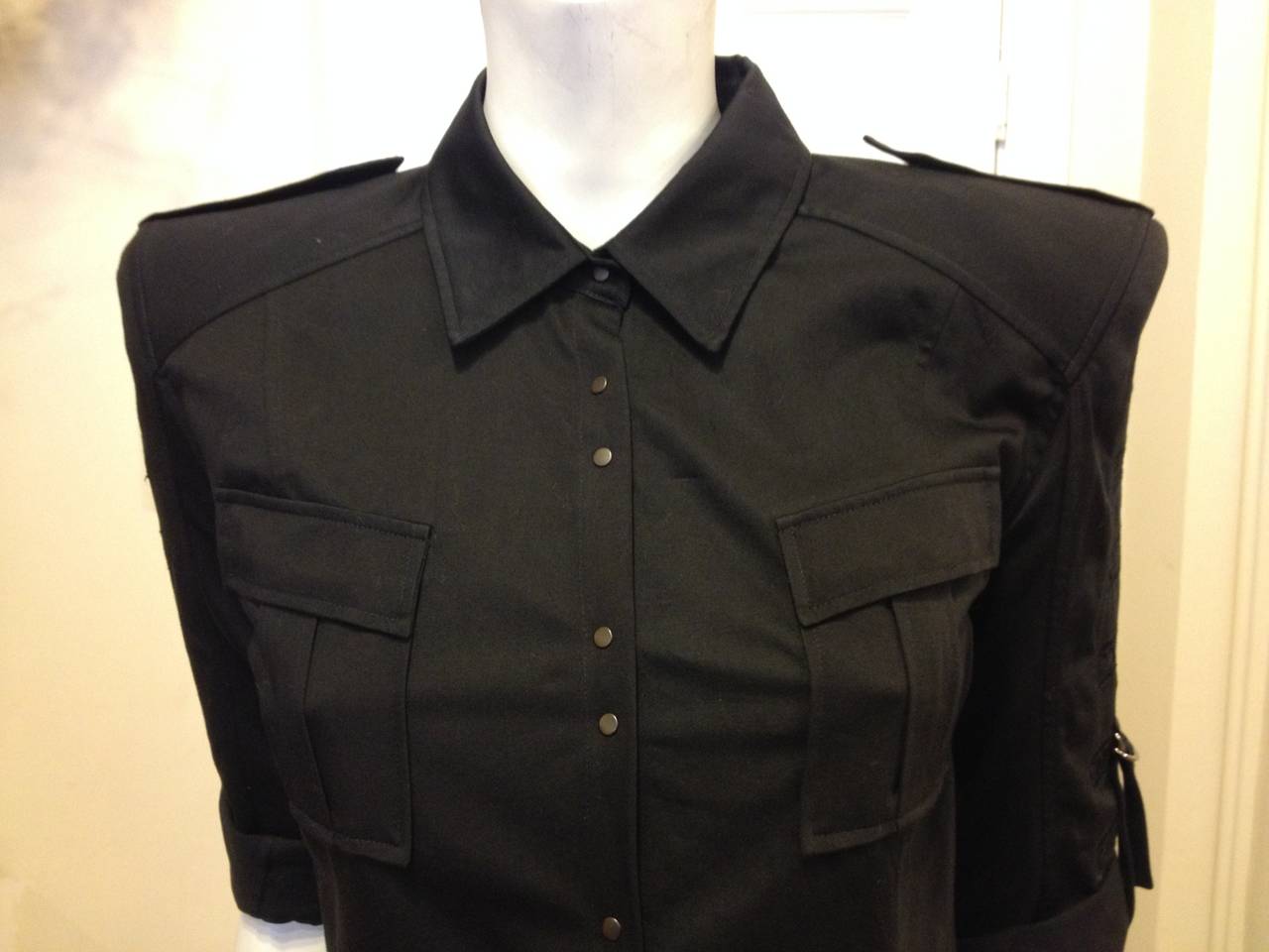 Women's Balmain Black Military Mini Dress