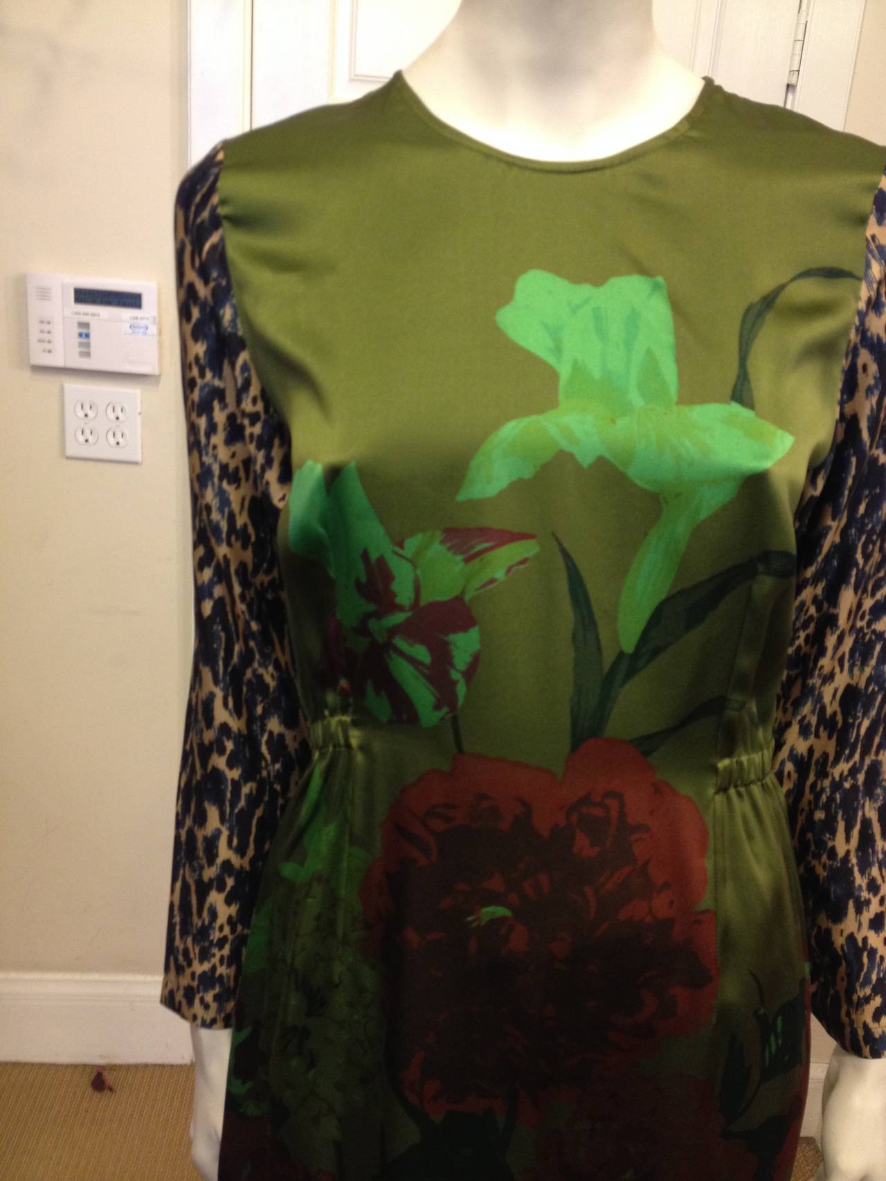 Dries Van Noten Green Floral Dress at 1stDibs