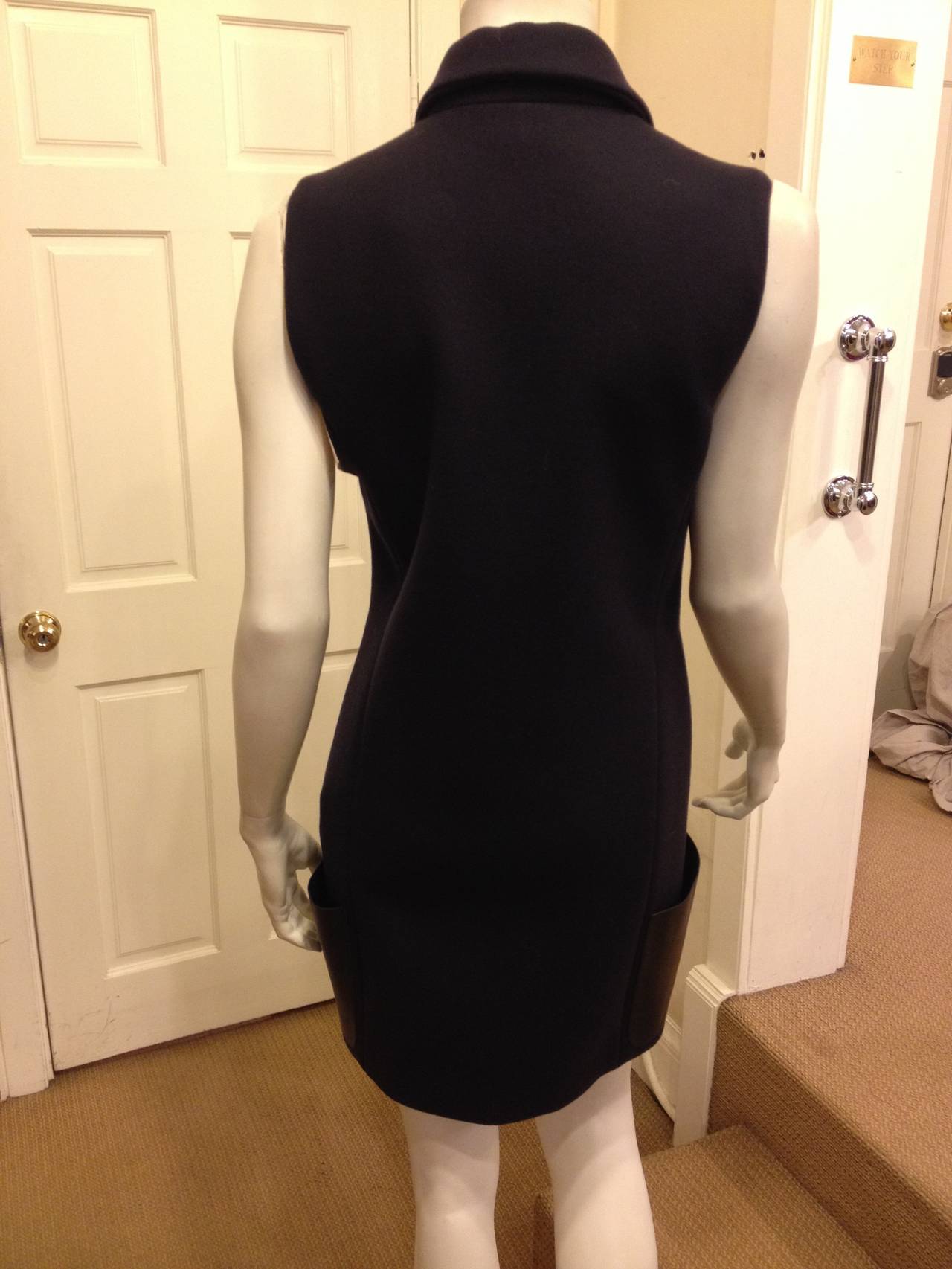 celine navy leather handbag pocket  