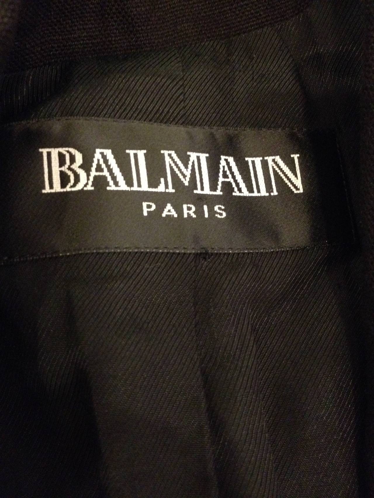 Balmain Black Military Jacket with Silver Buttons In Excellent Condition In San Francisco, CA