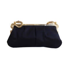 Roberto Cavalli Black Clutch with Gold Snakes