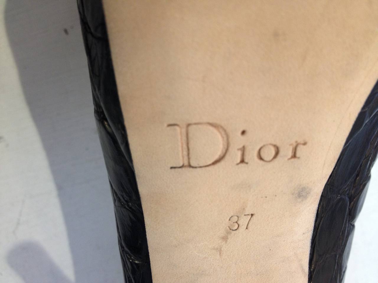 Christian Dior Black Mock Croc Leather Heels 1