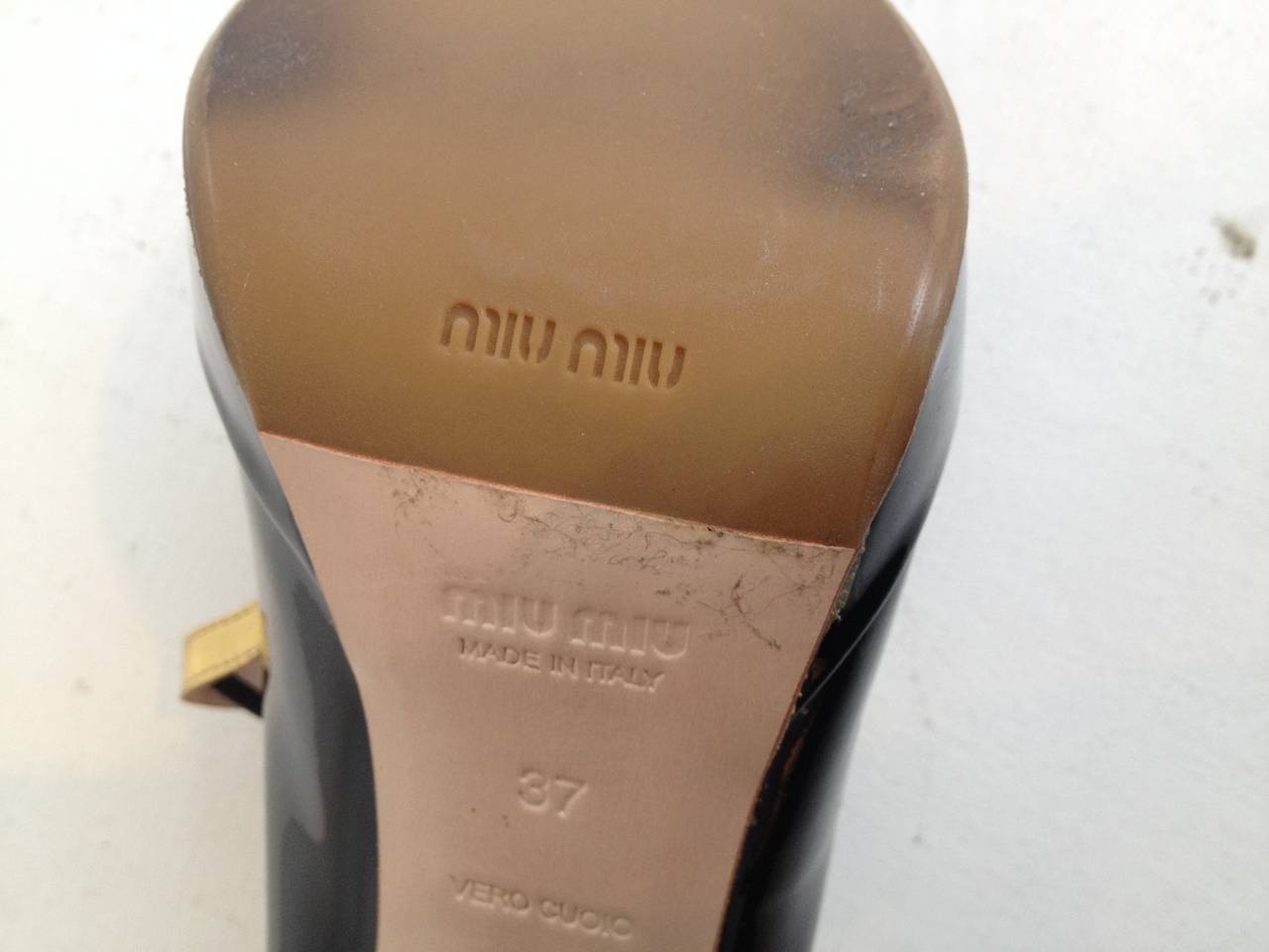Women's Miu Miu Black Patent Teacup Heels