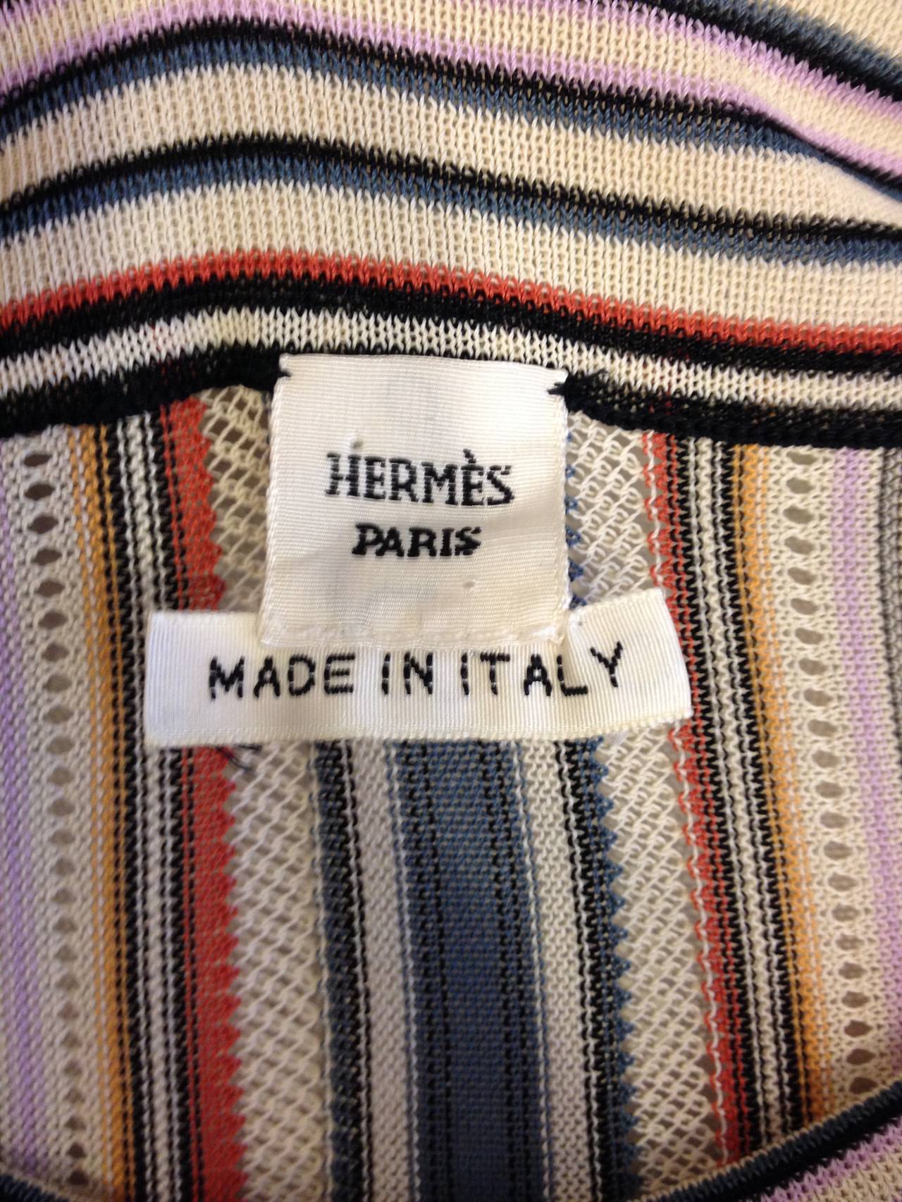 Hermes Mint Green Striped Boatneck Sweater 2