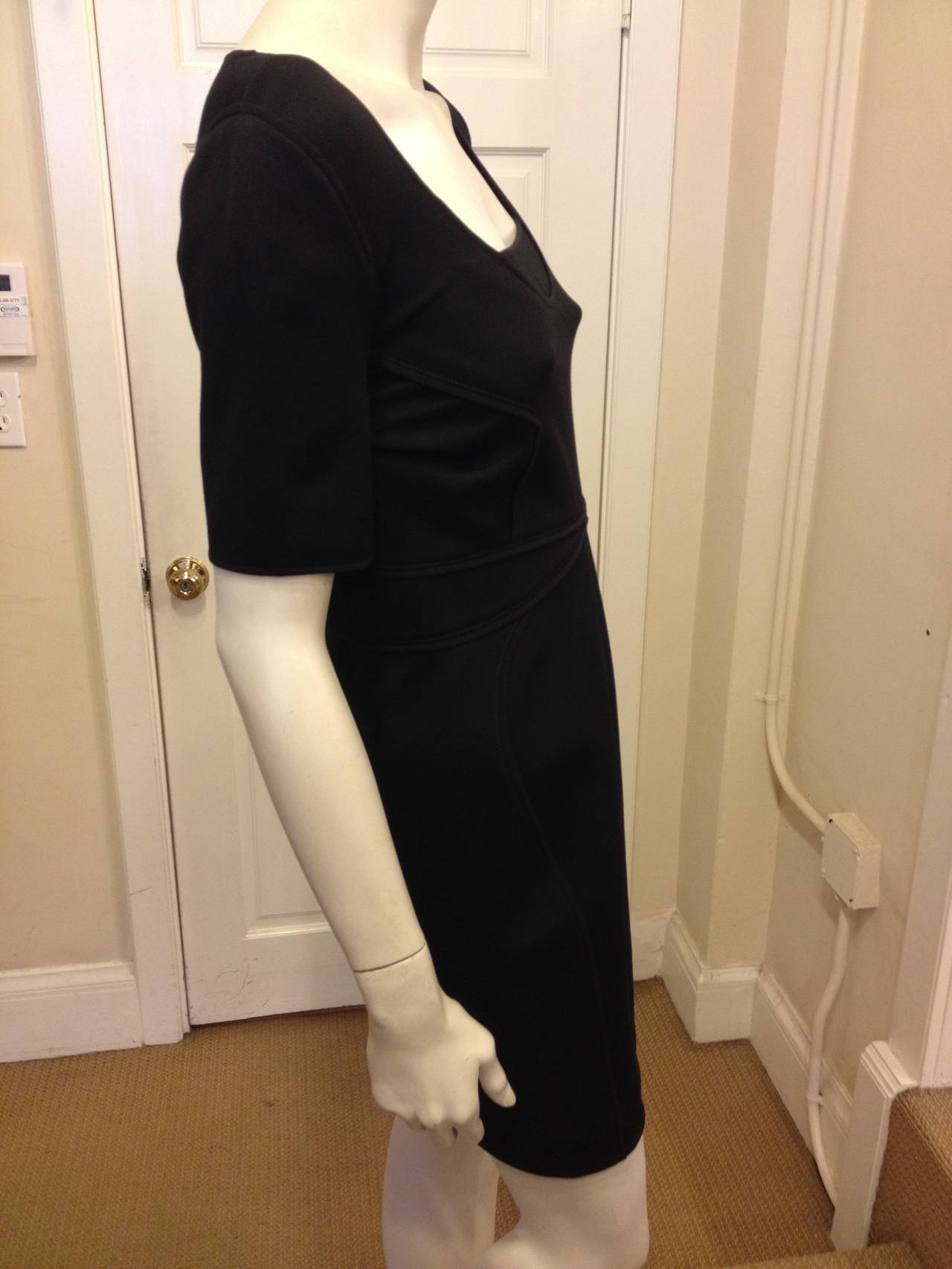 Zac Posen Black Structured Short Sleeve Dress In Excellent Condition In San Francisco, CA