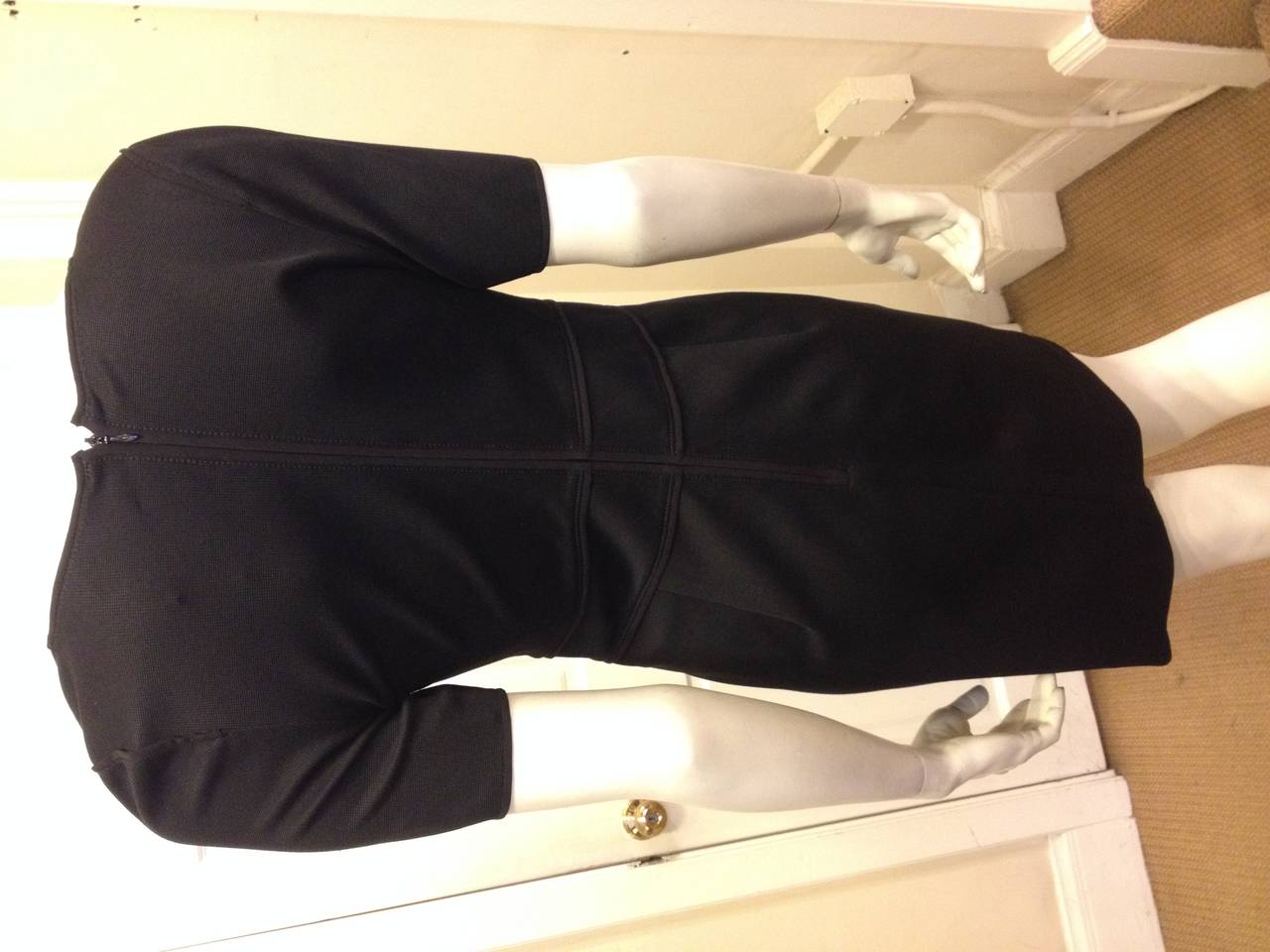 Women's Zac Posen Black Structured Short Sleeve Dress