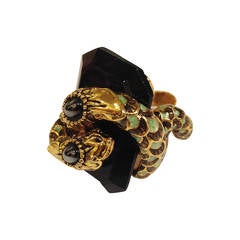 Roberto Cavalli Gold and Black Snake Ring