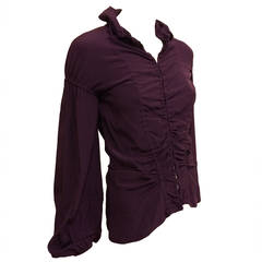 Yves Saint Laurent Purple Ruched Blouse 4