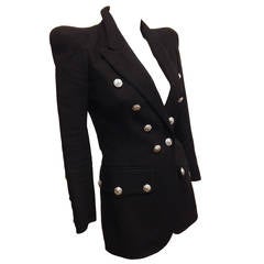 Balmain Black Military Jacket with Silver Buttons