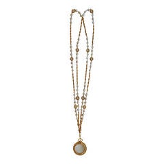 Chanel Gold Necklace with Pearls and Magnifying Glass