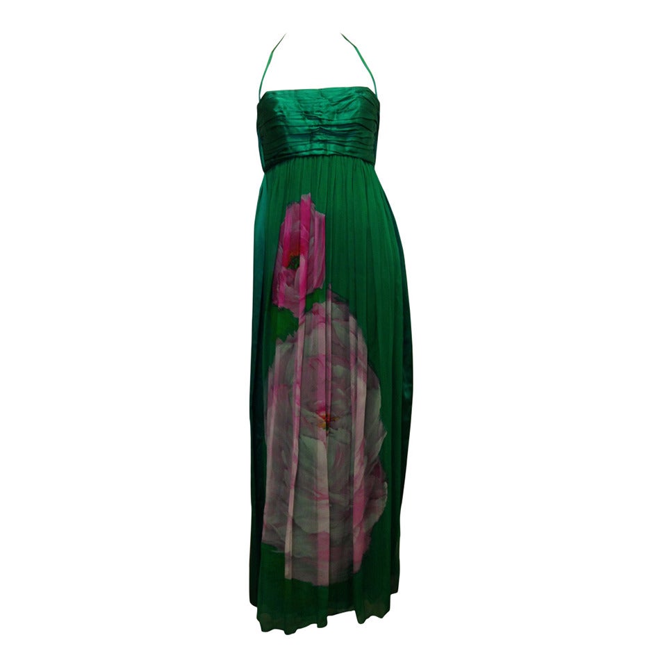 Galanos Emerald Green Chiffon Dress