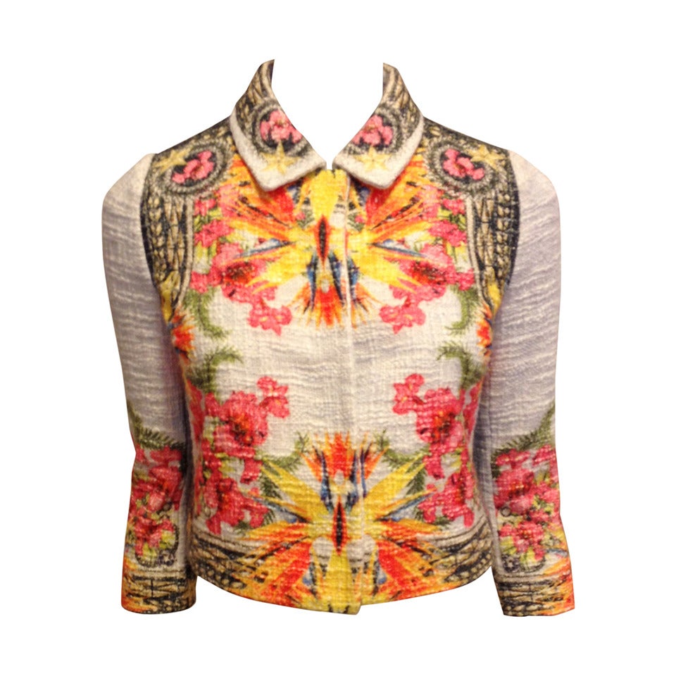 Givenchy Cream and Floral Cropped Jacket For Sale