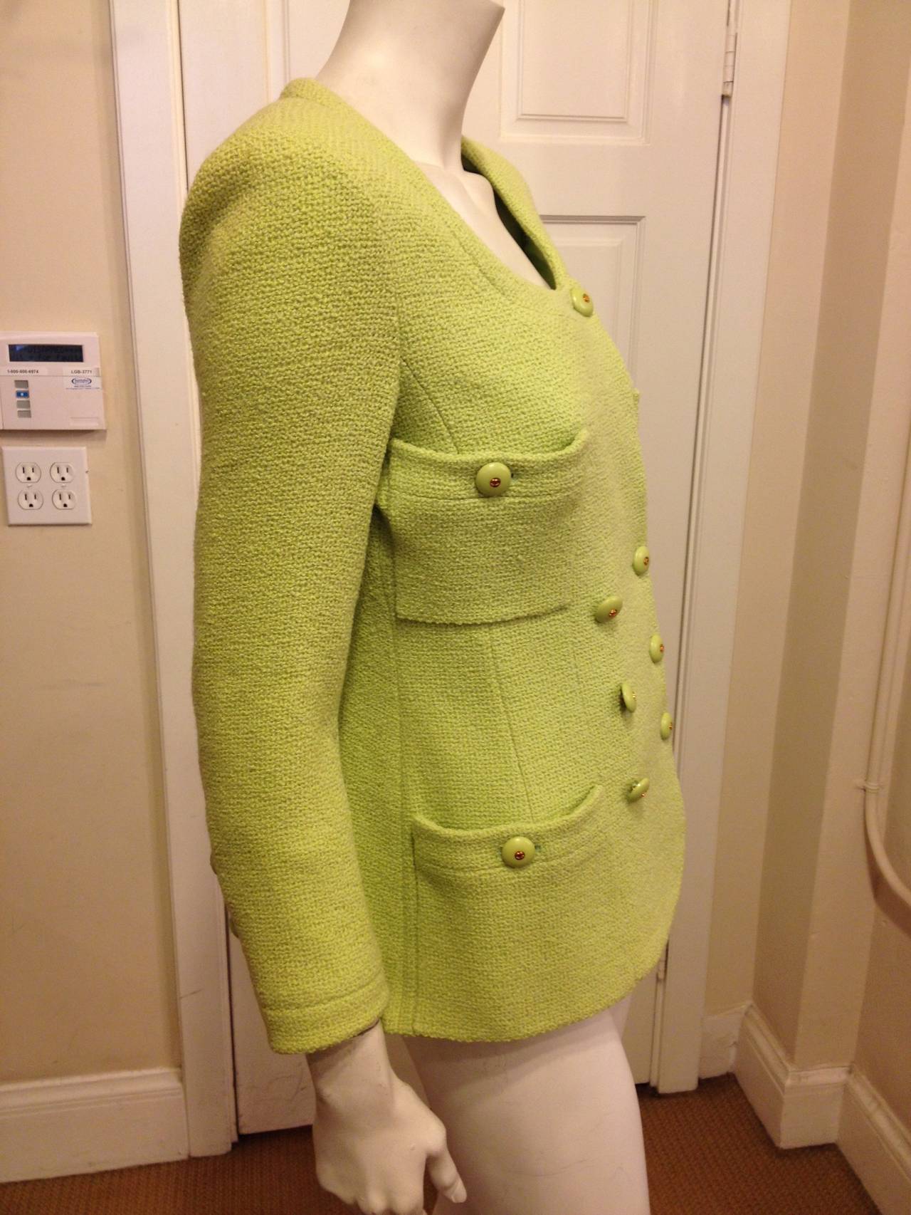 chanel green tweed jacket