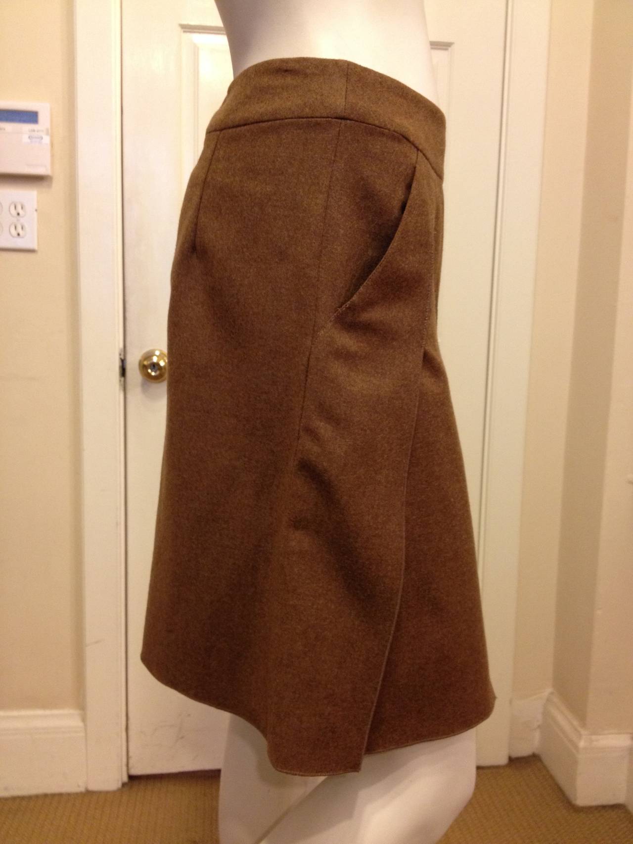 Brown Chanel Tan Pleated Skirt