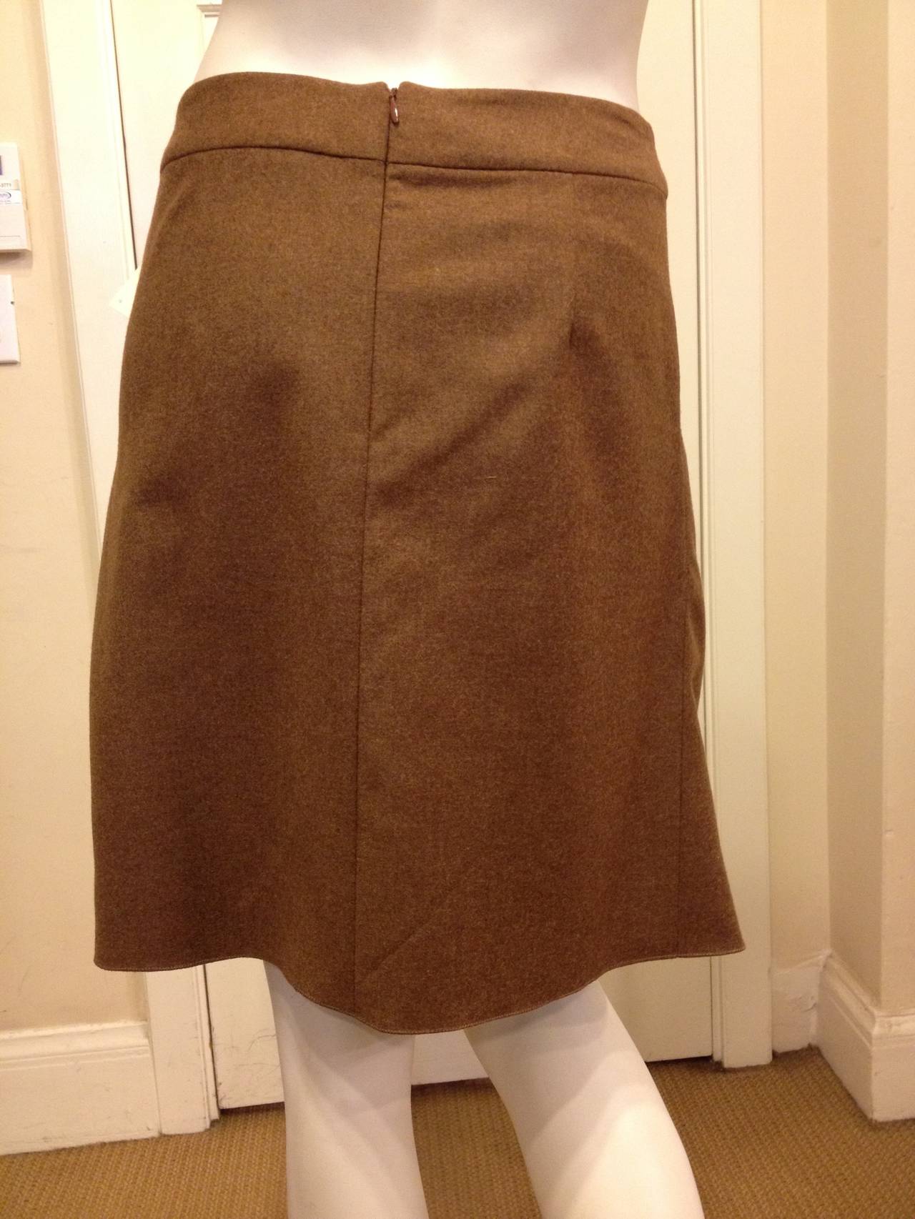 Chanel Tan Pleated Skirt In Excellent Condition In San Francisco, CA