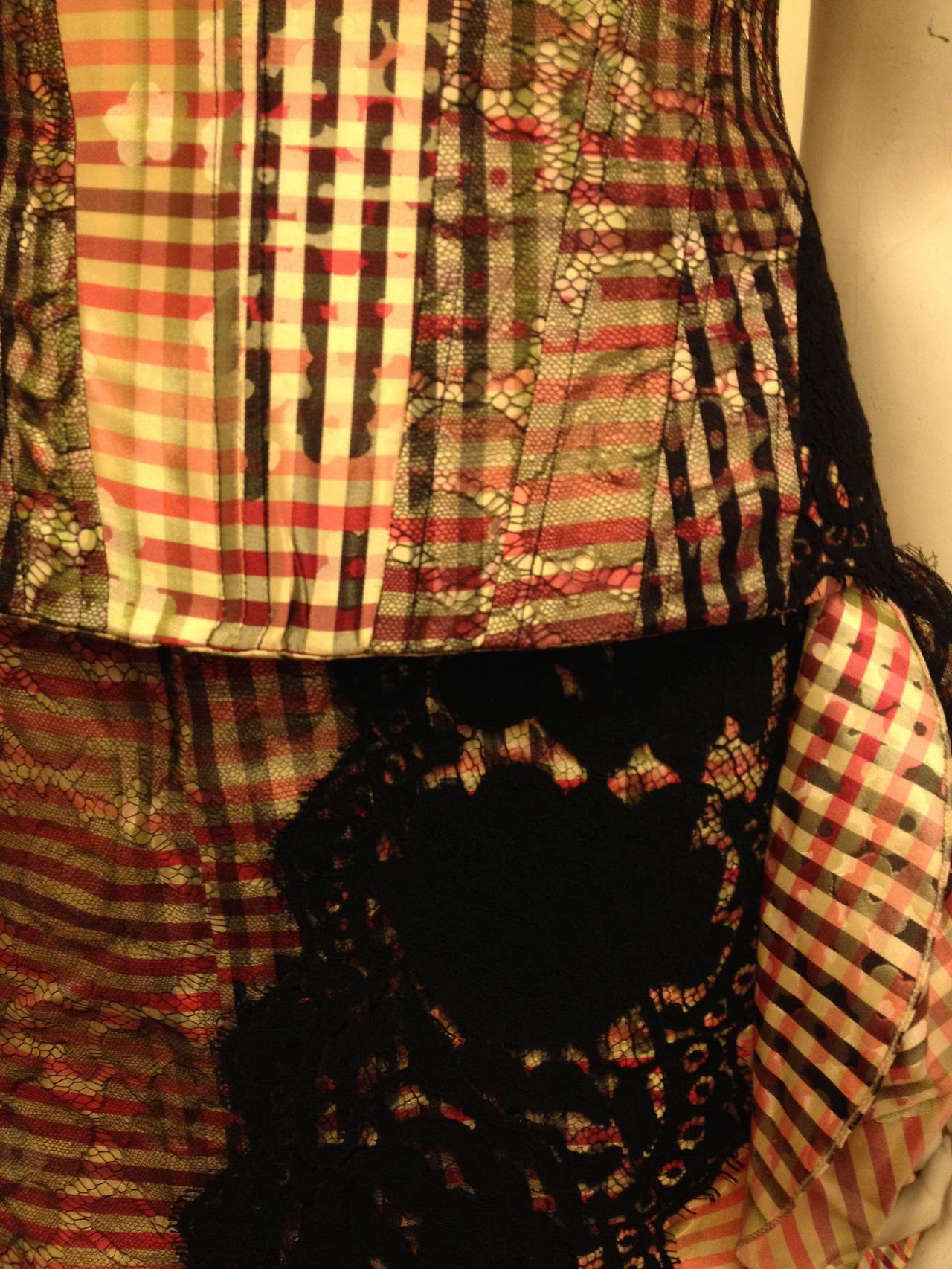 Christian Lacroix Pink and Black Plaid Corset and Long Skirt 1