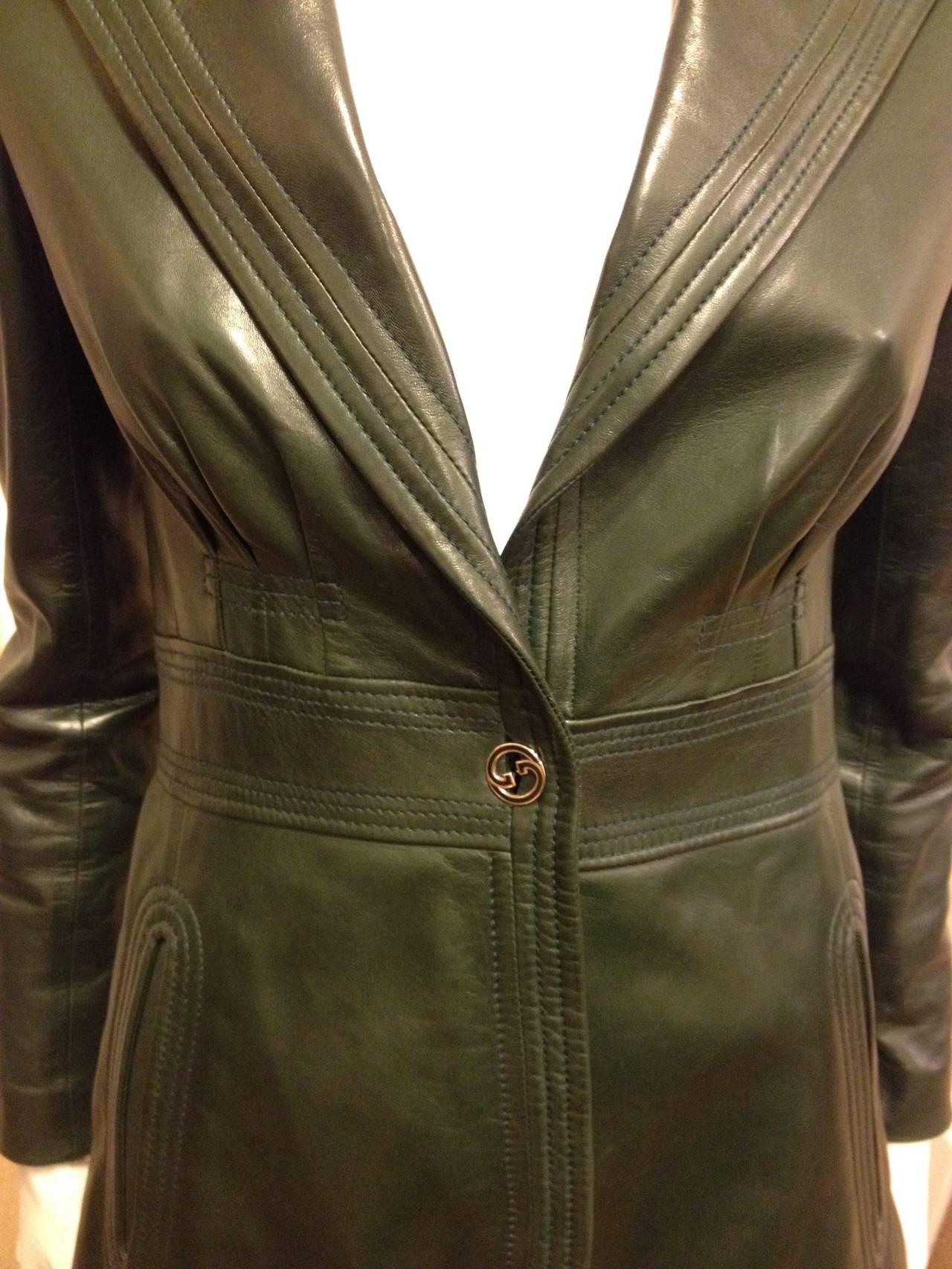 Gucci Forest Green Leather Blazer