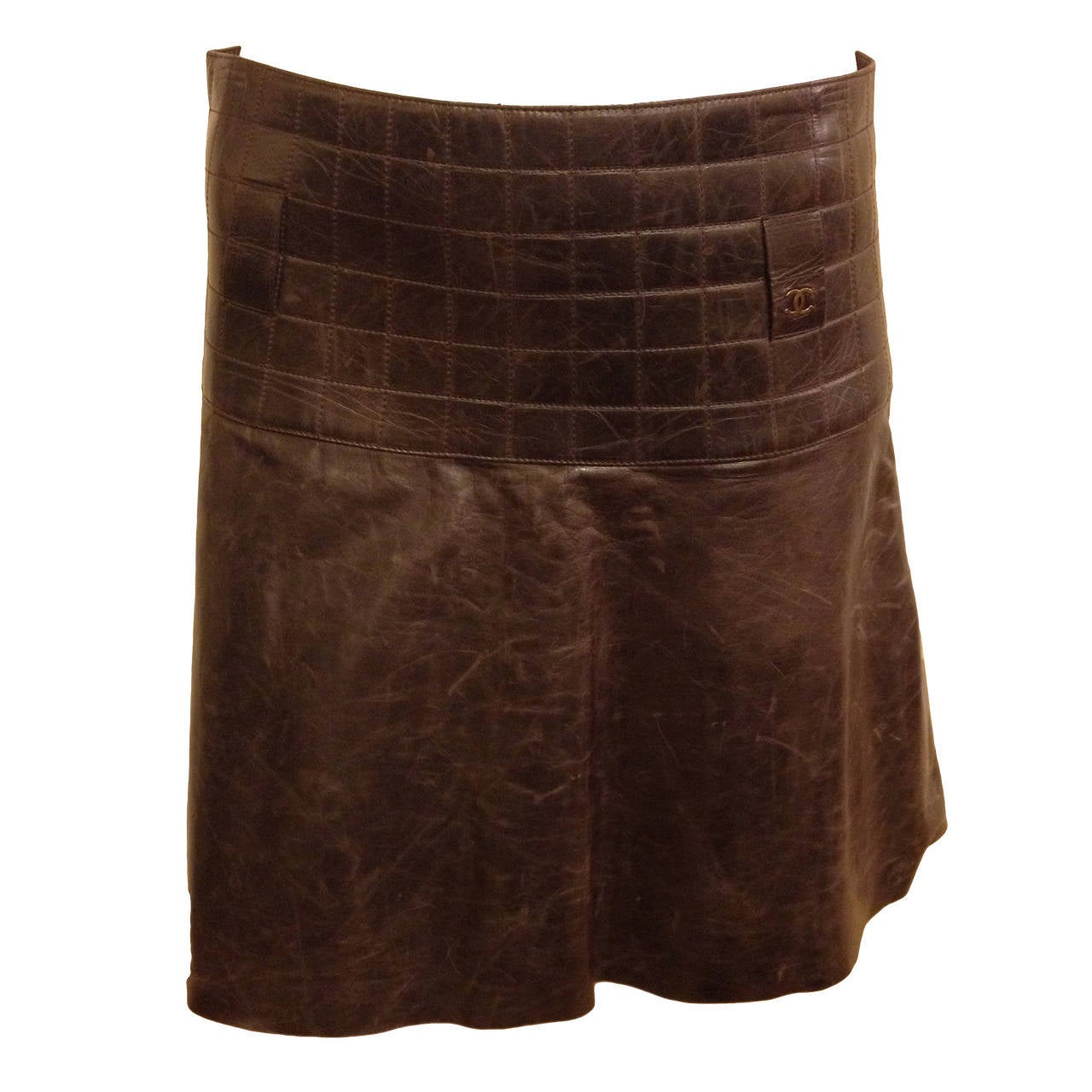 Brown Leather Mini Skirt 67