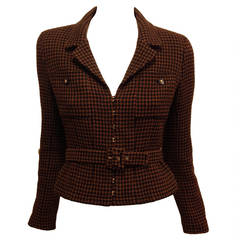 Chanel Black and Brown Houndstooth Jacket